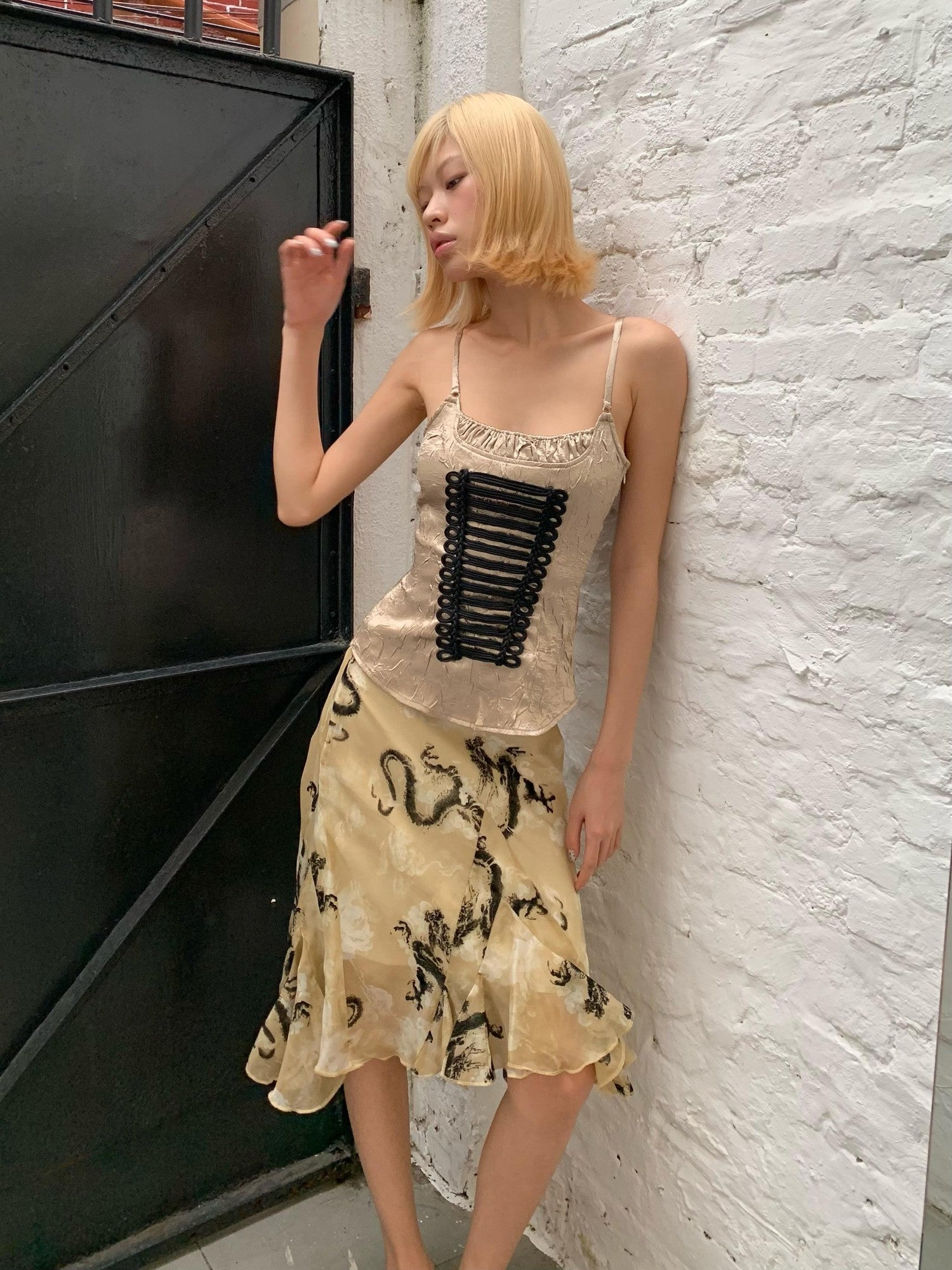 Chipchipshop Gold Pleated Napoleon Backless Women&