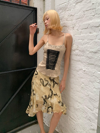 Chipchipshop Gold Pleated Napoleon Backless Women&