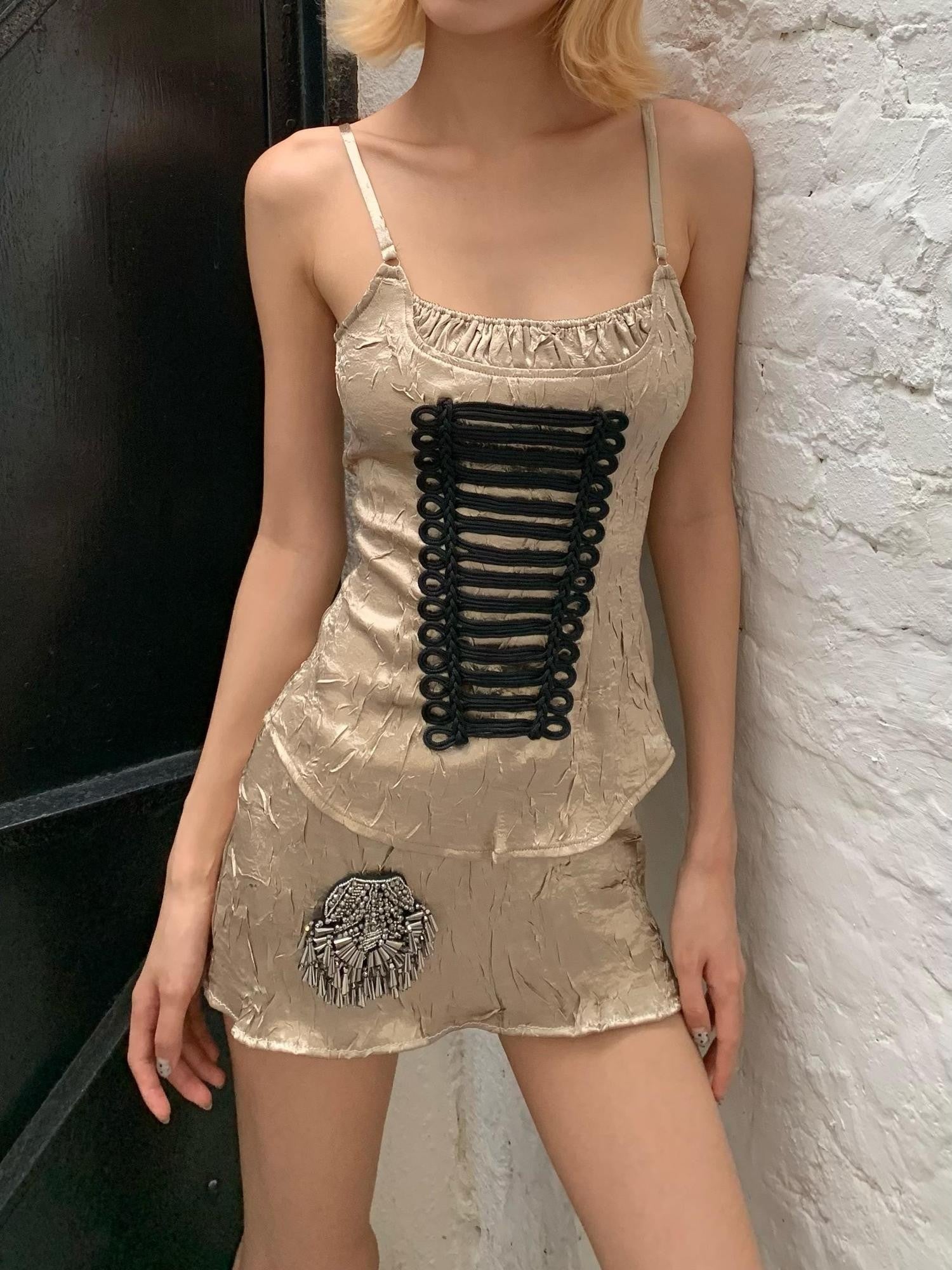Chipchipshop Gold Pleated Napoleon Backless Women&