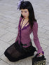 Chipchipshop Gray Purple V-neck Buttoned Slim Sheer Women&
