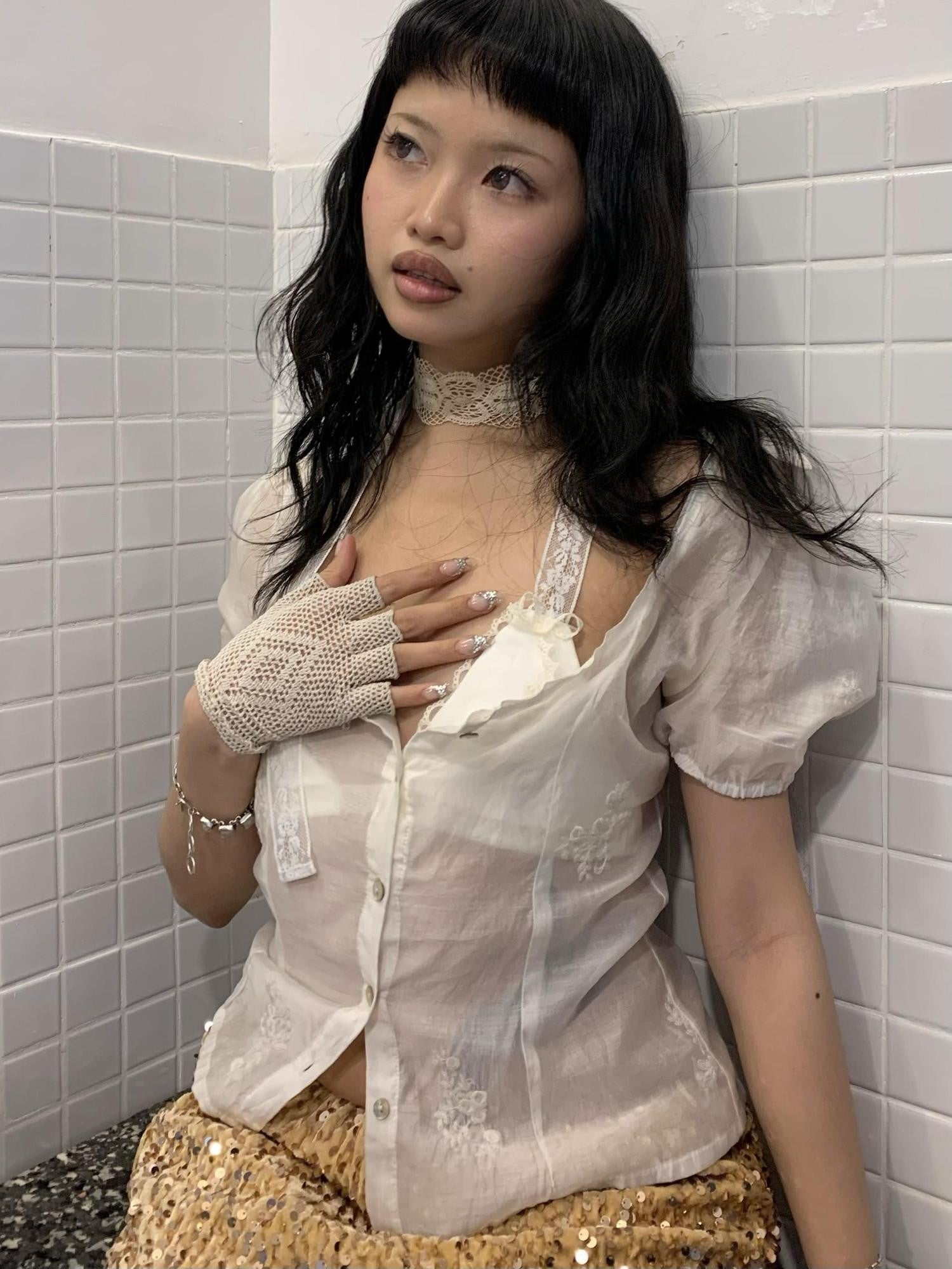 Chipchipshop Ivory Lace Cross Front Adjustable Straps Women&