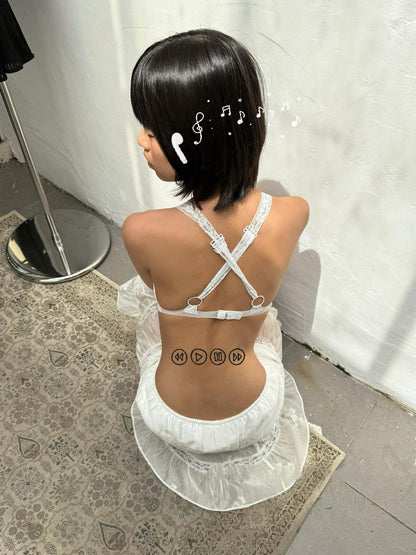 Chipchipshop Ivory Lace Cross Front Adjustable Straps Women&