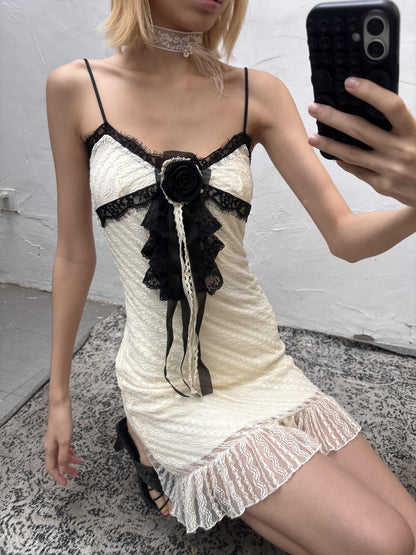 Chipchipshop Ivory Lace Trim Detachable Floral Brooch Women&