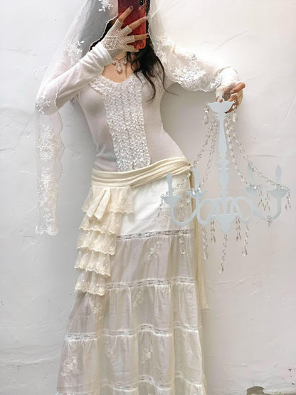 Chipchipshop Ivory Vintage Court Lace Trim Collar Women&