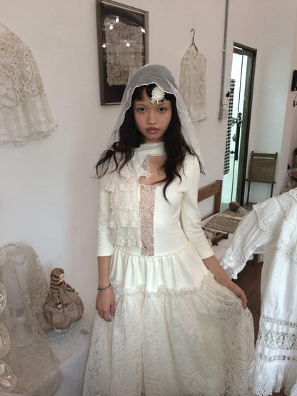 Chipchipshop Ivory Vintage Court Lace Trim Collar Women&