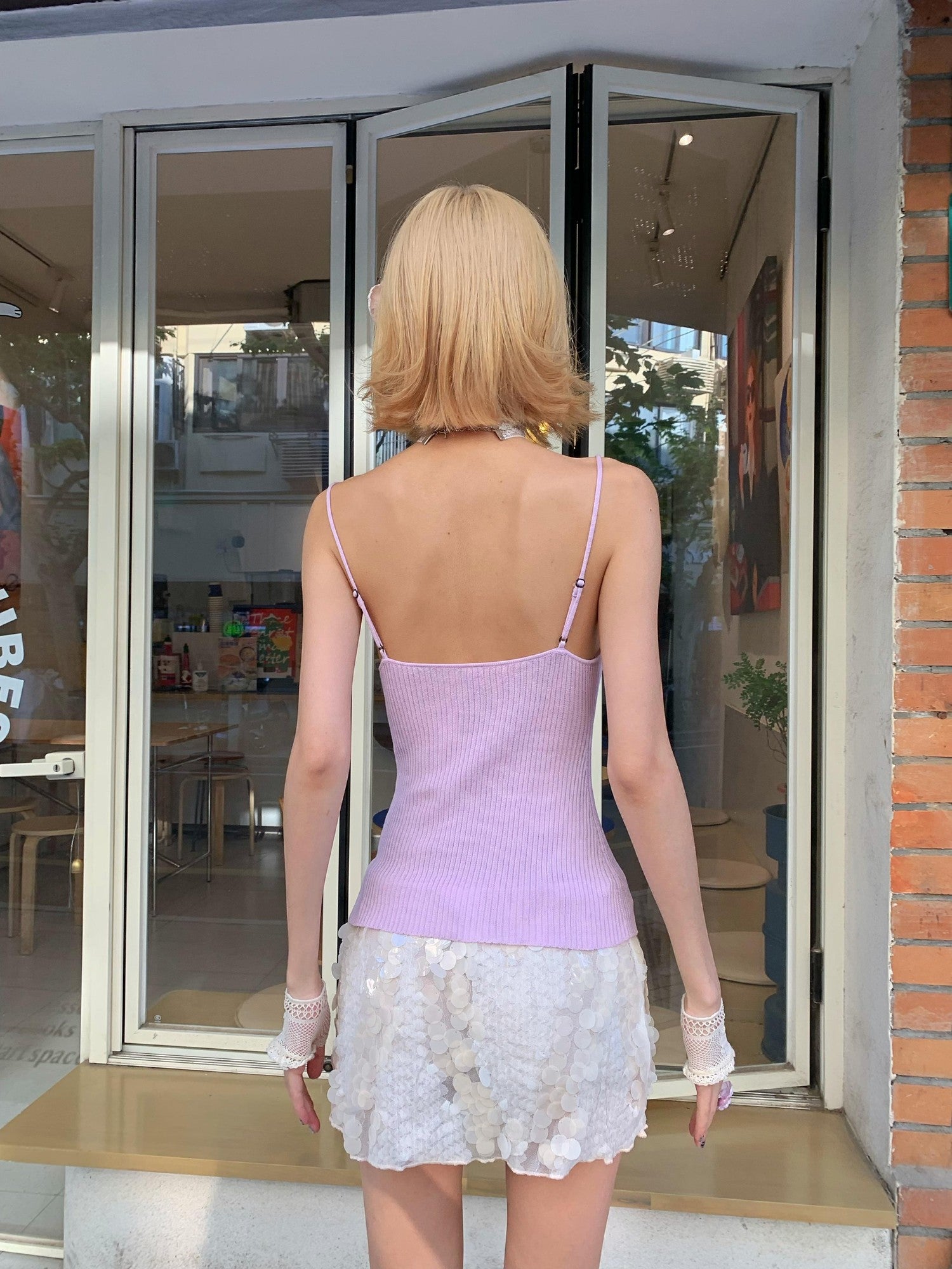Chipchipshop Lavender Lace Velvet Bow Stretch Women&