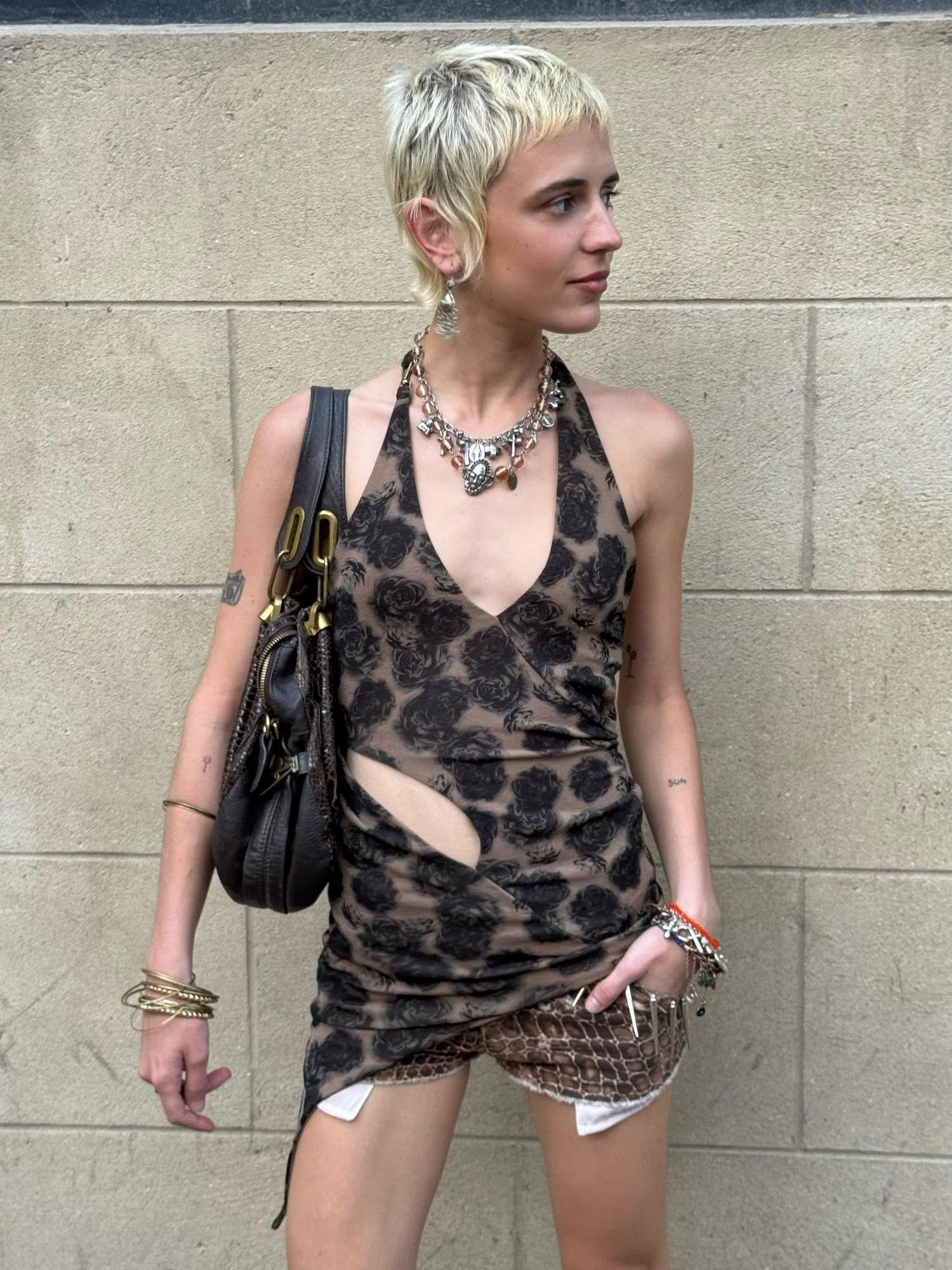 Chipchipshop Leopard Print V-neck High Waist Bodycon Stretch Women&