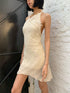Chipchipshop Light Beige Spliced Pleated Backless Slim Women&