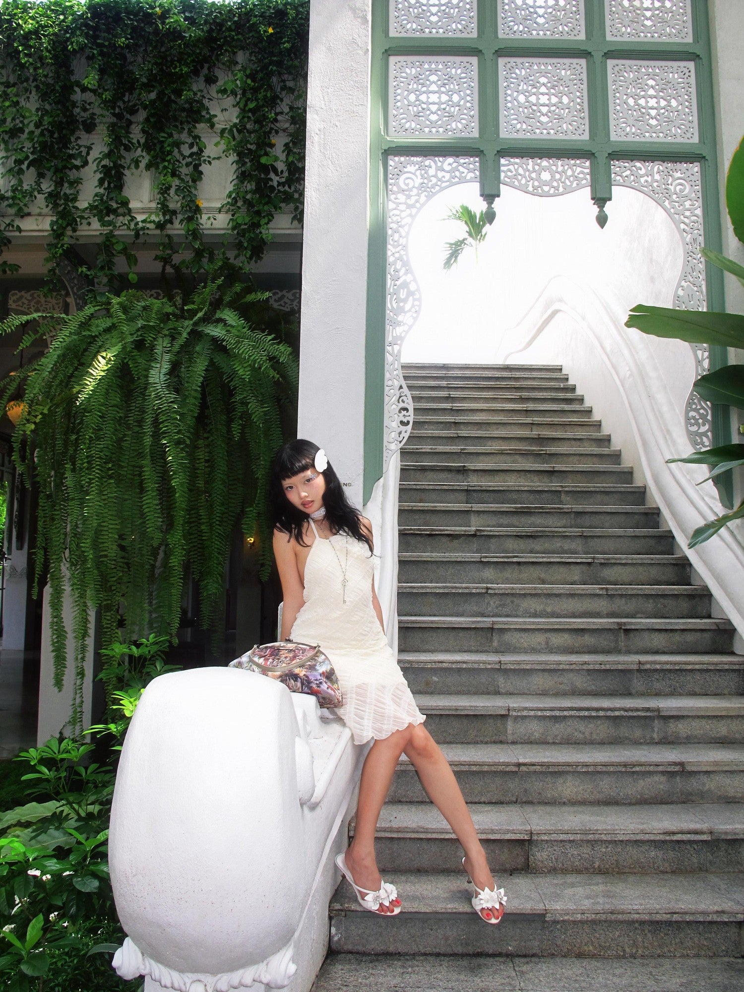 Chipchipshop Light Beige Spliced Pleated Backless Slim Women&