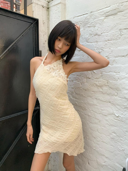 Chipchipshop Light Beige Spliced Pleated Backless Slim Women&