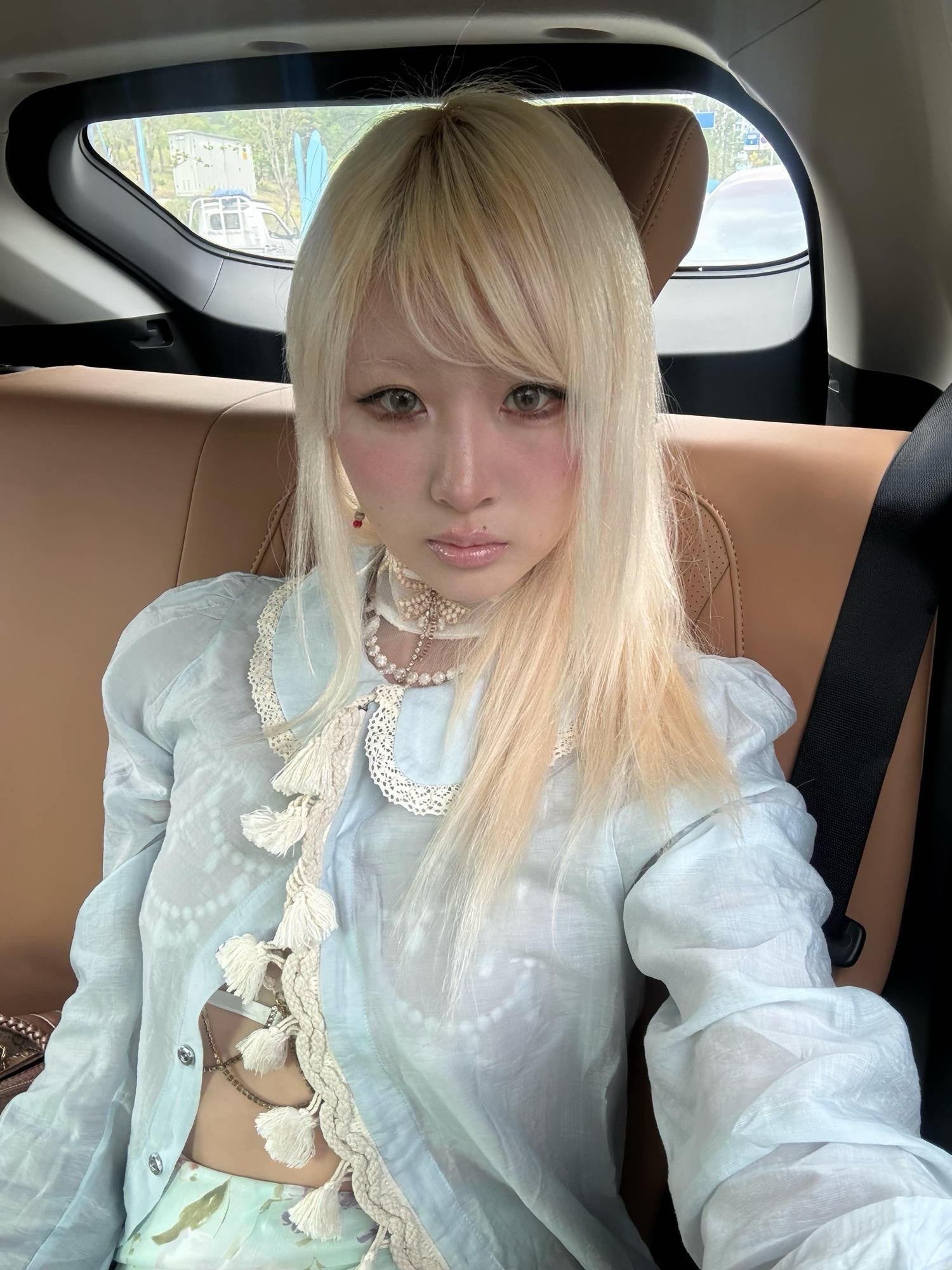 Chipchipshop Light Blue Peter Pan Collar Lace Tassel Asymmetric Women&