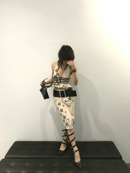 Chipchipshop Light Gray Star Halter H Silhouette Women&