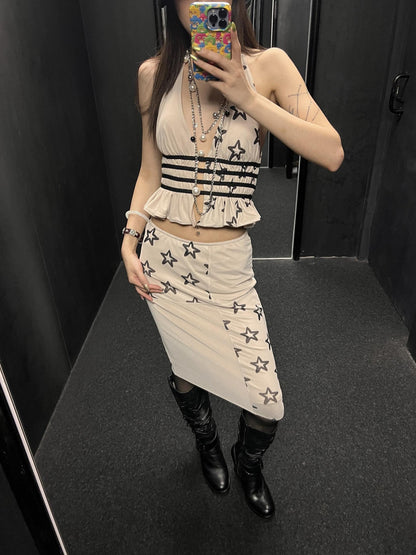 Chipchipshop Light Gray Star Halter H Silhouette Women&