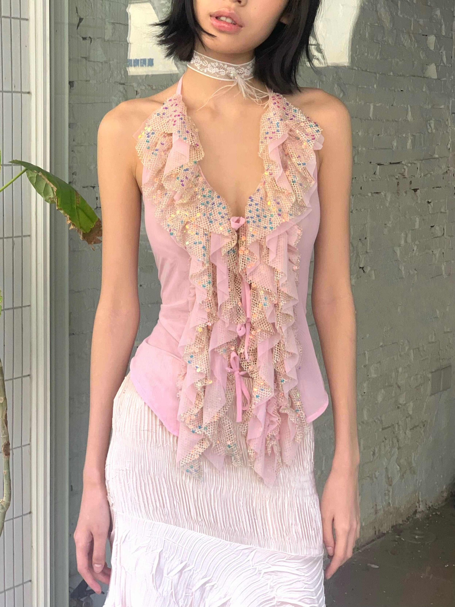 Chipchipshop_Light_Pink_Sparkling_Sequin_Ruffle_Women&