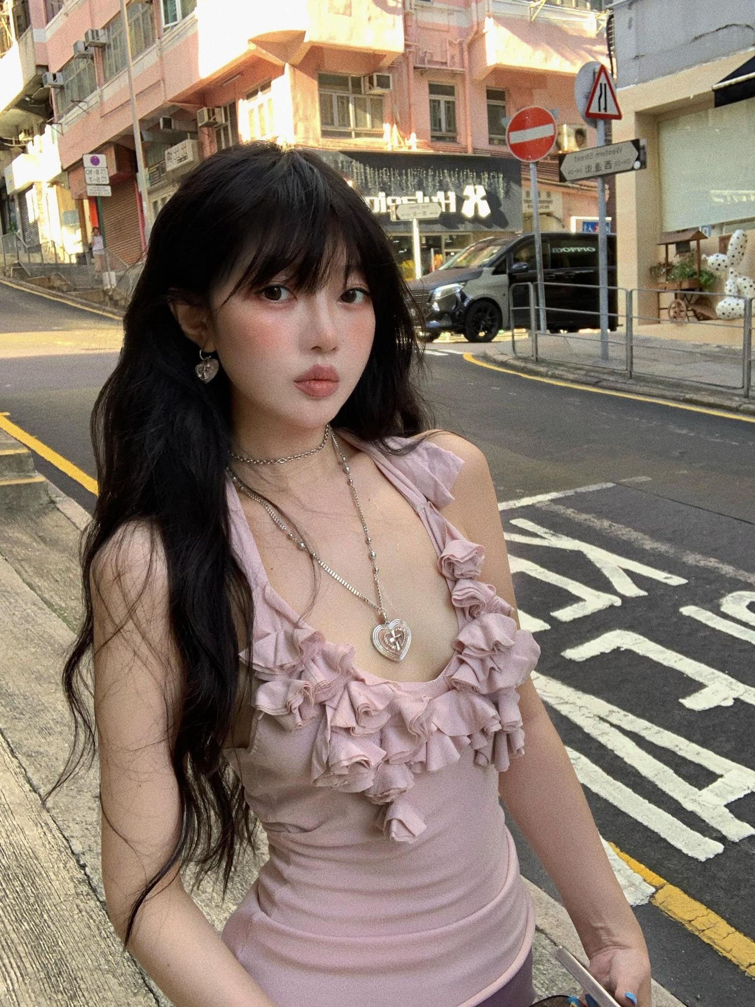 Chipchipshop Light Purple Ruffle Lace Pleated Women&