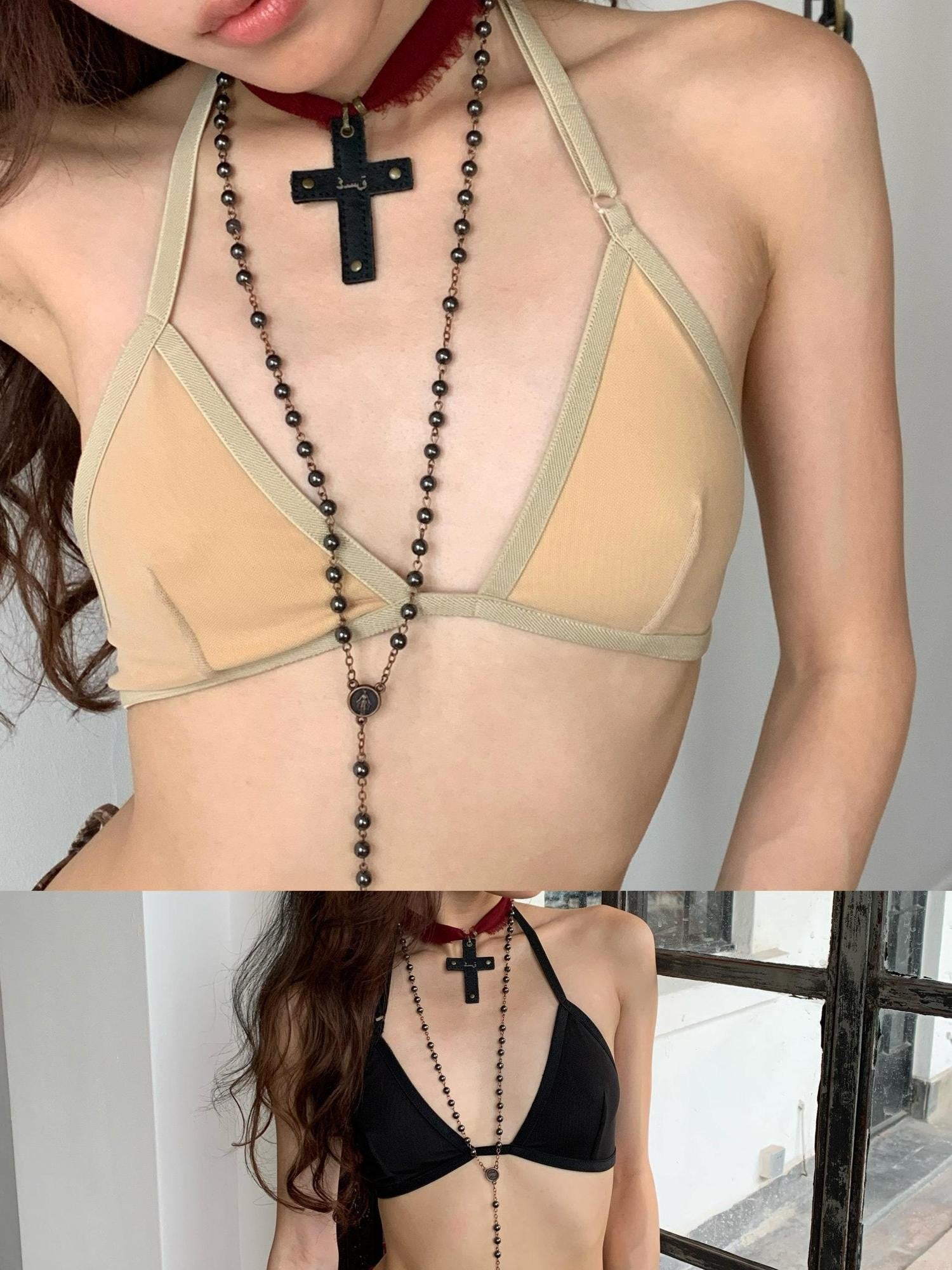 Chipchipshop Minimalist Black Halter No Pad No Wire Invisible Women&