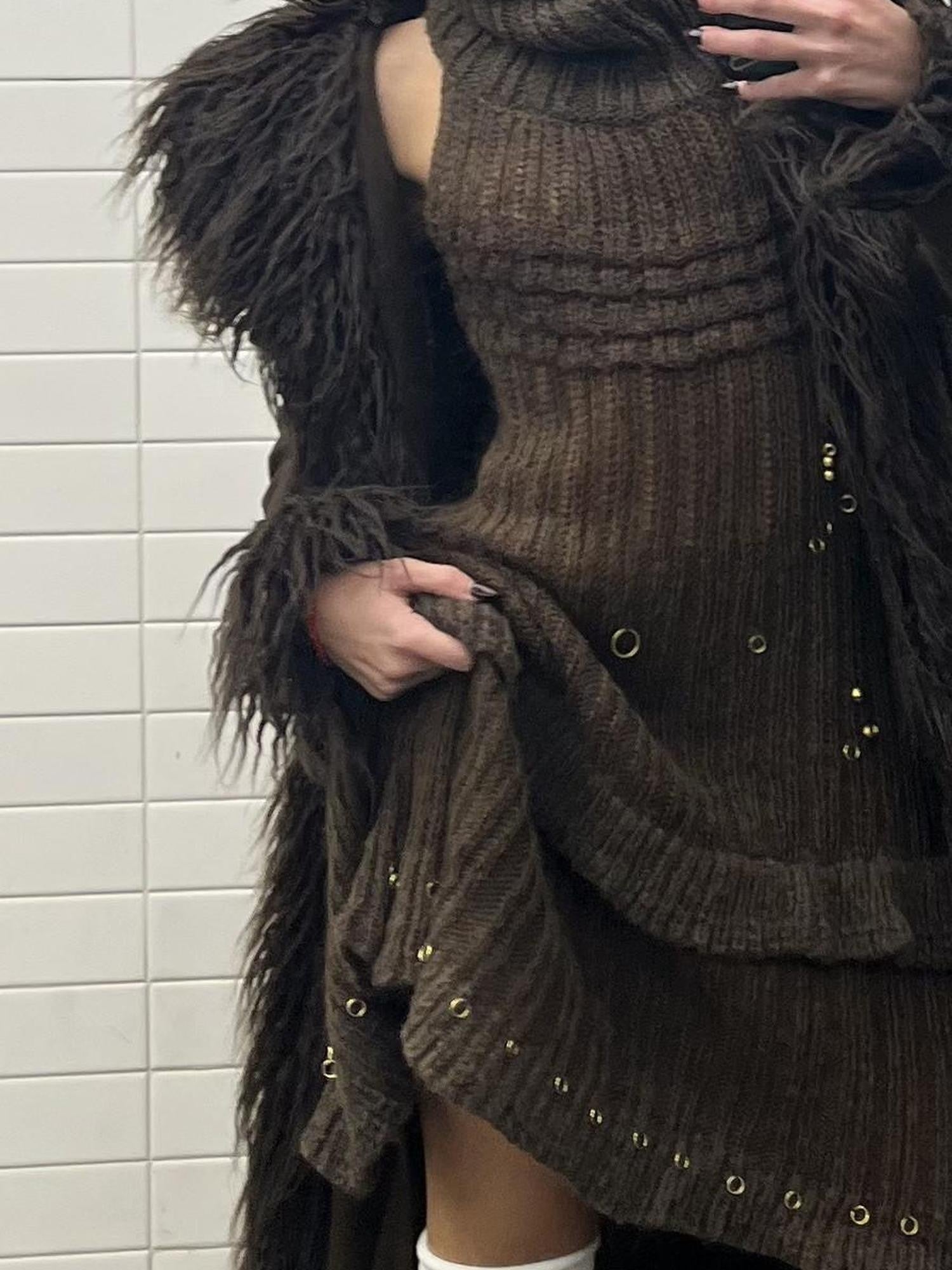 Chipchipshop Moss Green Hand Beaded Knit Women&