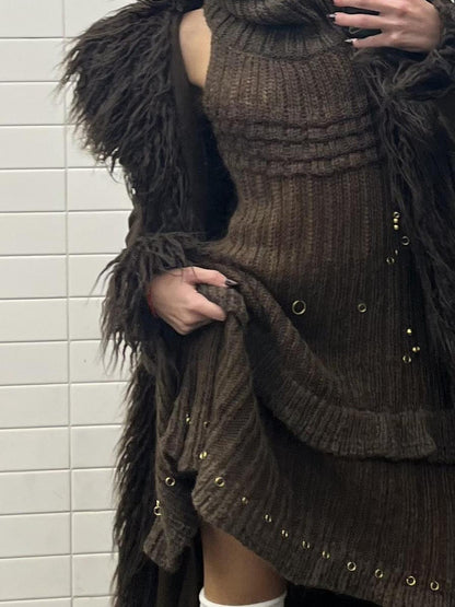Chipchipshop Moss Green Hand Beaded Knit Women&