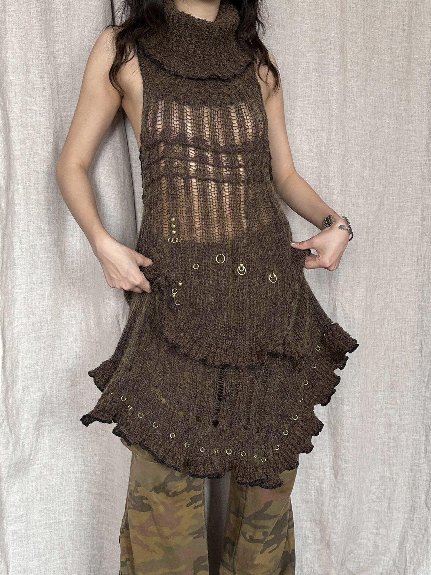 Chipchipshop Moss Green Hand Beaded Knit Women&