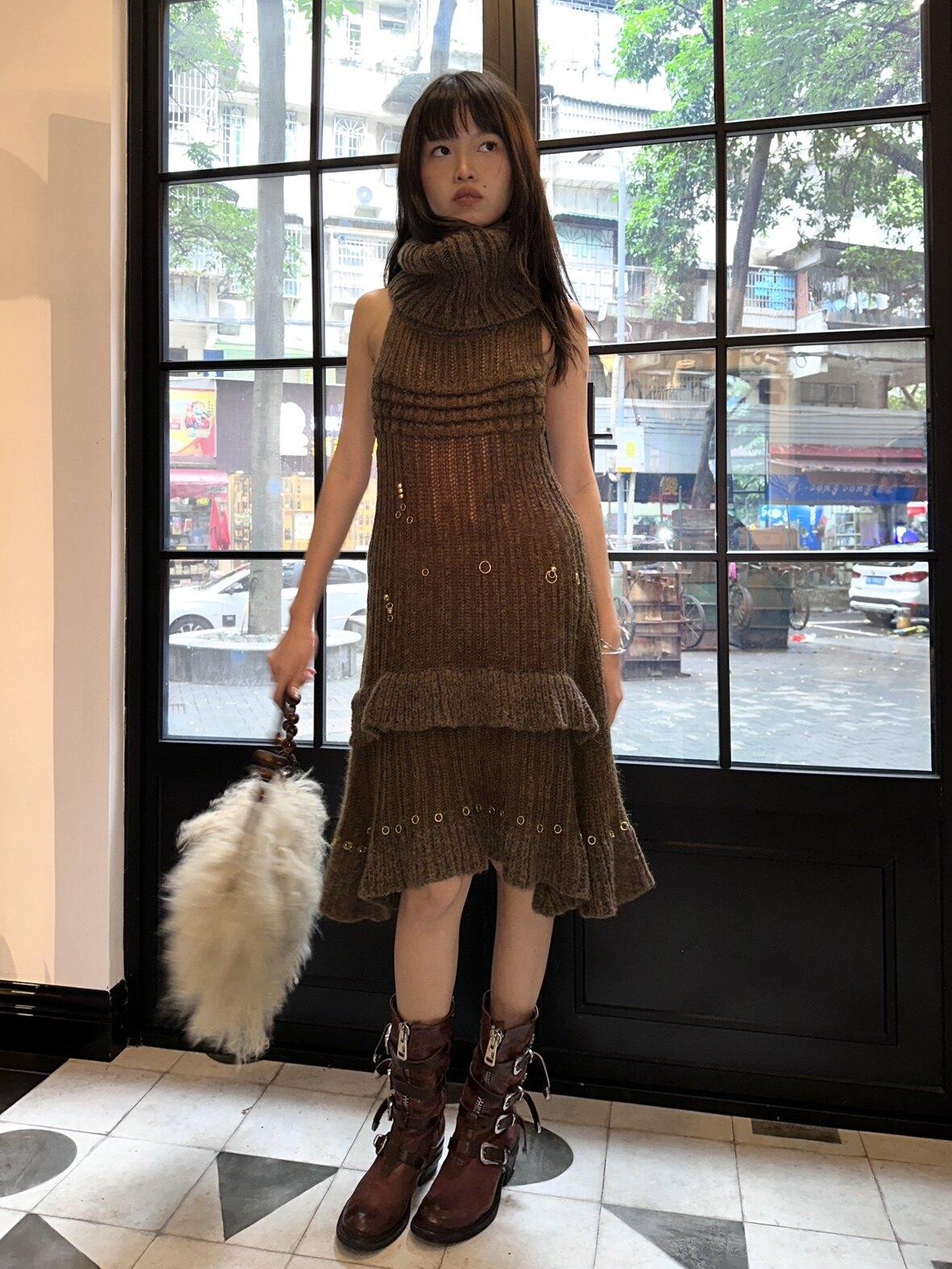 Chipchipshop Moss Green Hand Beaded Knit Women&