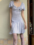 Chipchipshop Nautical Striped Puff Sleeve Square Neck Women&