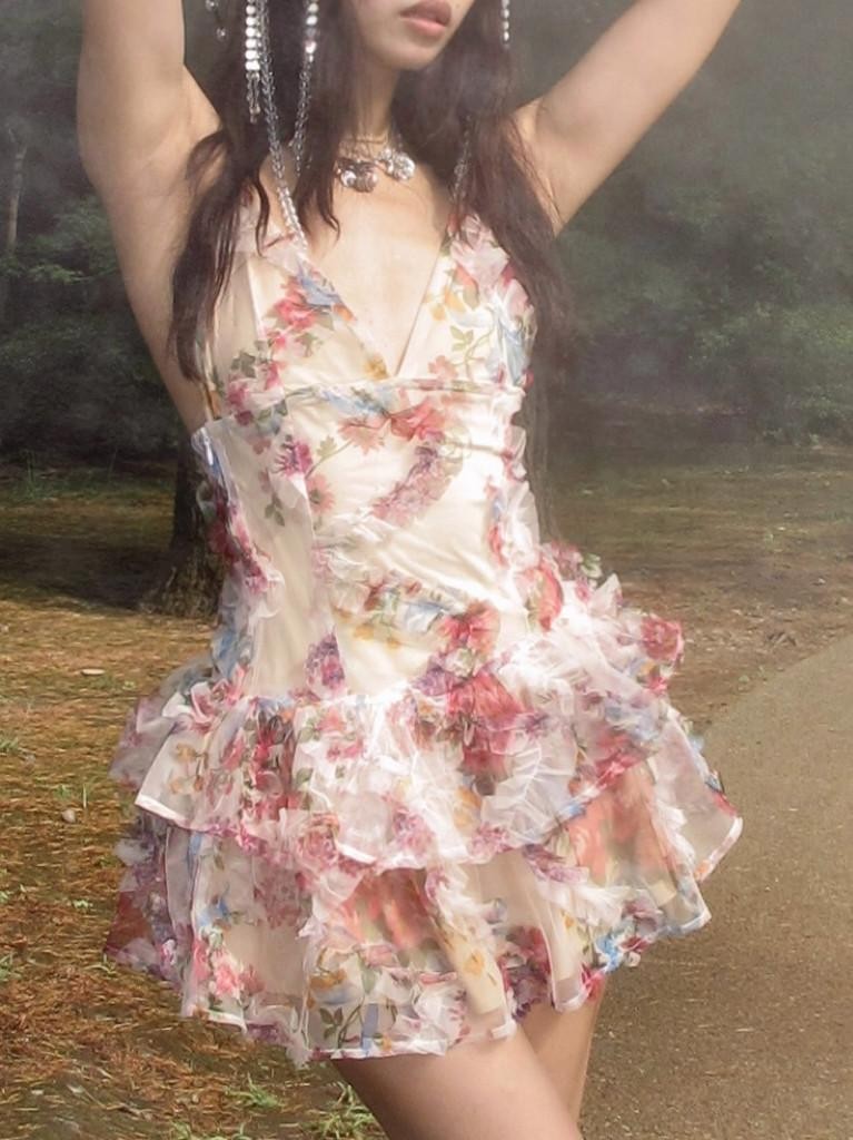 Chipchipshop Nude Printed Tulle Puff Princess Women&