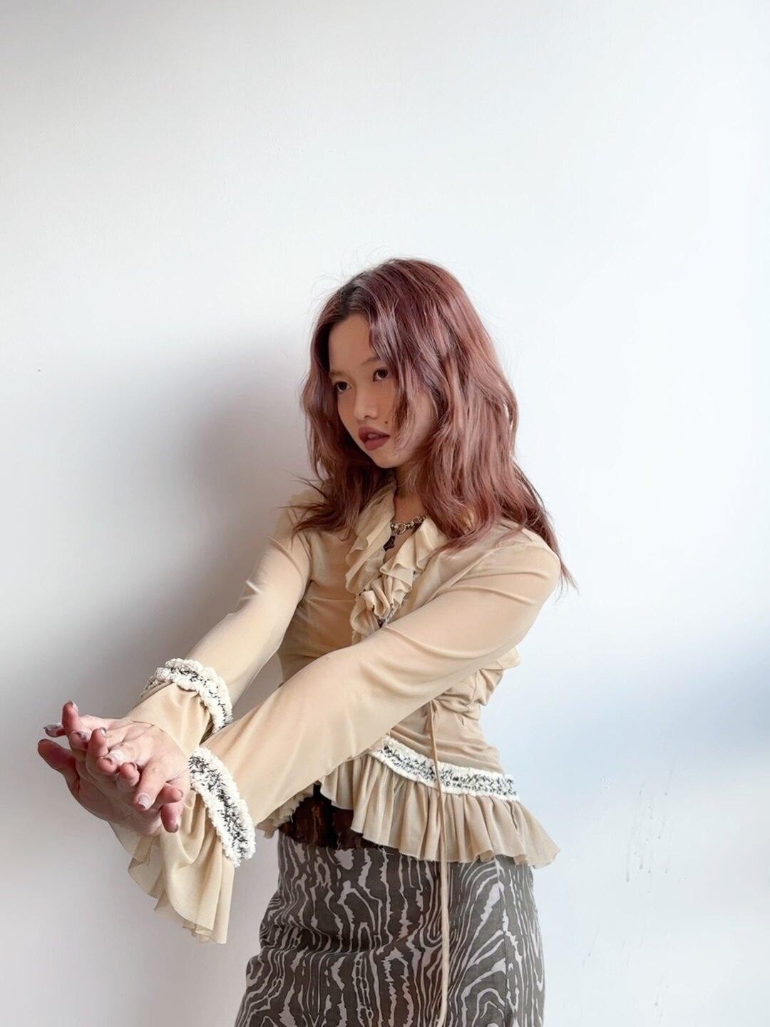 Chipchipshop Nude Sheer Ruffle Collar Drawstring Stretch Women&
