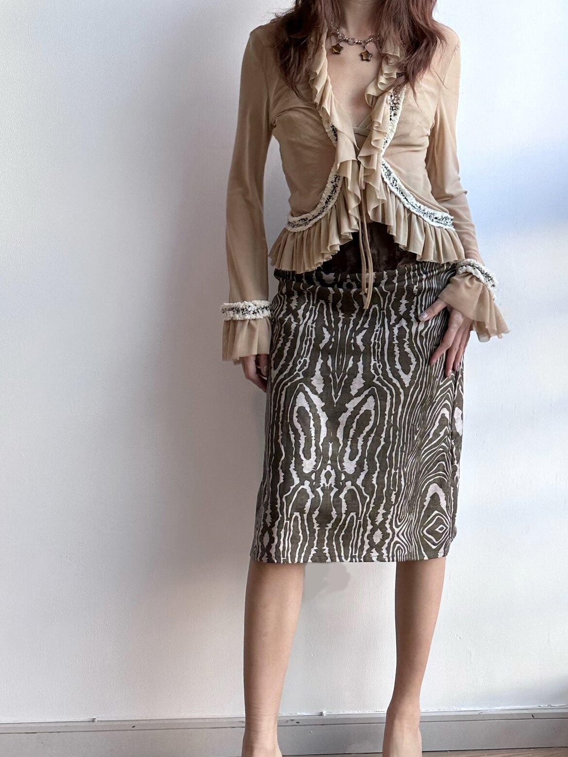 Chipchipshop Nude Sheer Ruffle Collar Drawstring Stretch Women&