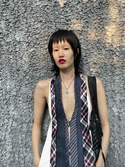 Chipchipshop Original Vintage Tie Detail V-neck Unique Print One Of A Kind Women&
