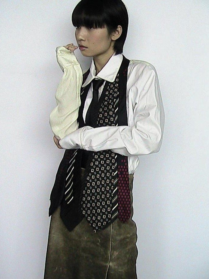 Chipchipshop Original Vintage Tie Detail V-neck Unique Print One Of A Kind Women&