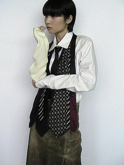 Chipchipshop Original Vintage Tie Detail V-neck Unique Print One Of A Kind Women&