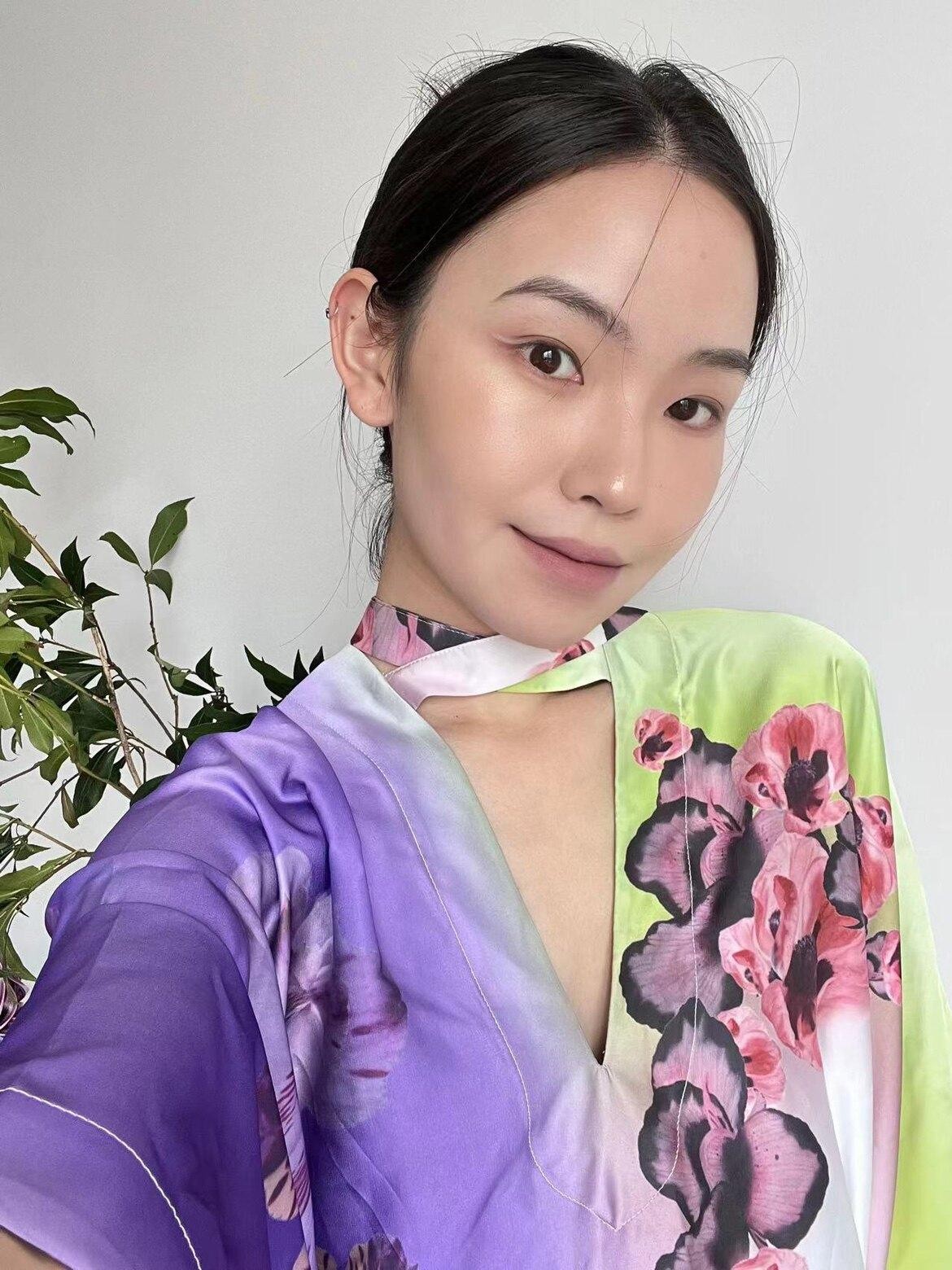 Chipchipshop Phantom Purple Printed Loose Satin Strappy Women&