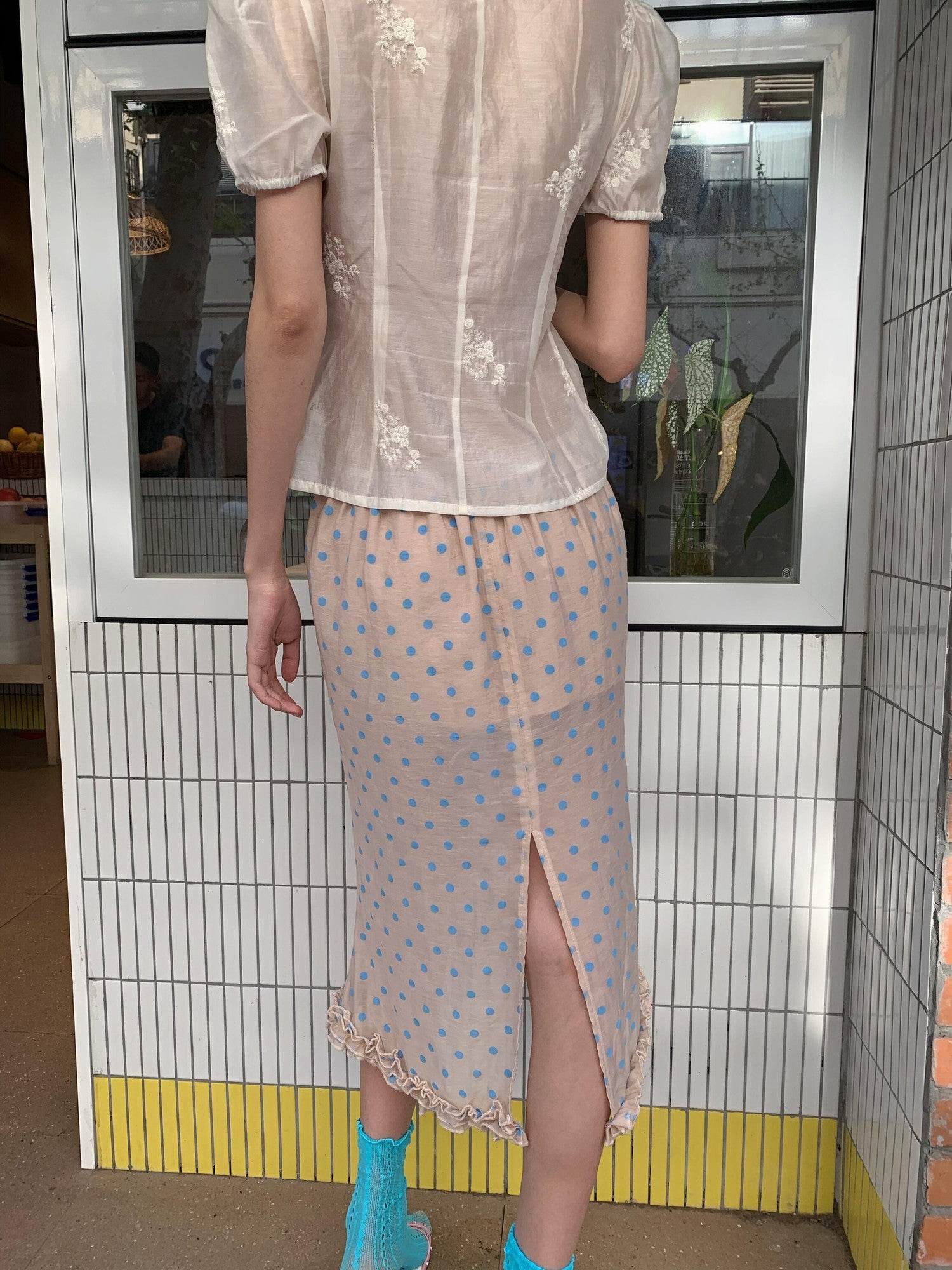 Chipchipshop Pink Blue Polka Dot Ruffle Low Waist Women&