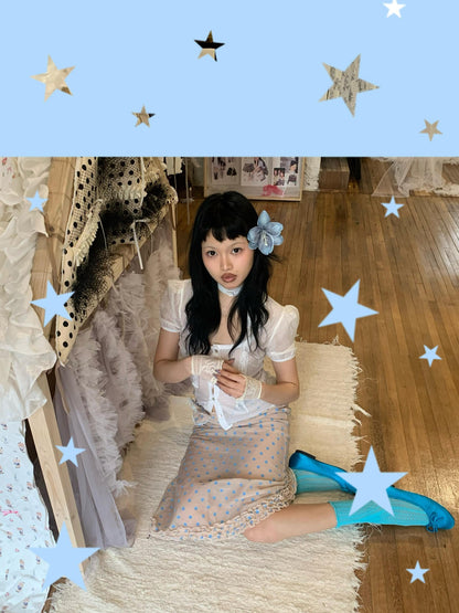 Chipchipshop Pink Blue Polka Dot Ruffle Low Waist Women&