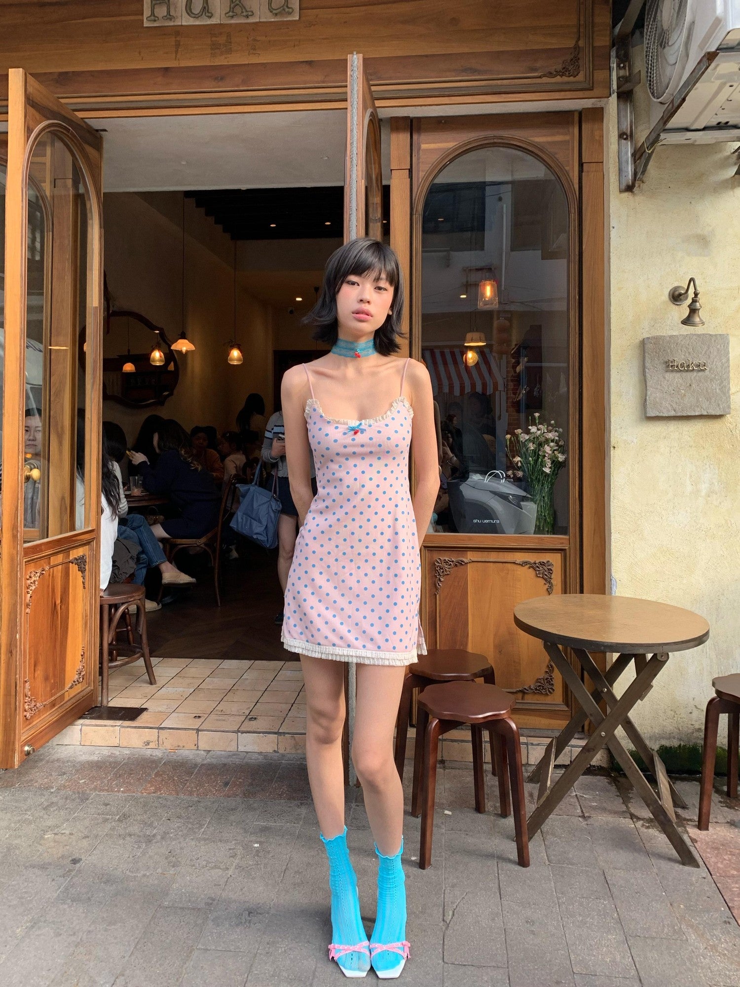 Chipchipshop Pink Polka Dot Spaghetti Strap Bodycon Women&