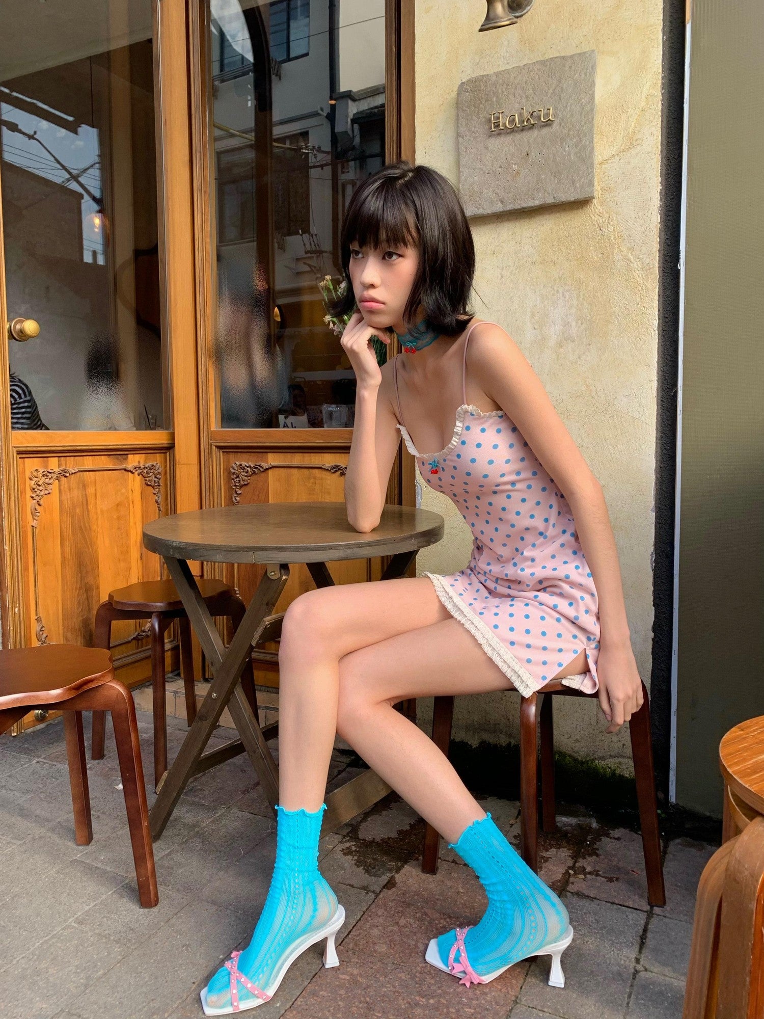 Chipchipshop Pink Polka Dot Spaghetti Strap Bodycon Women&