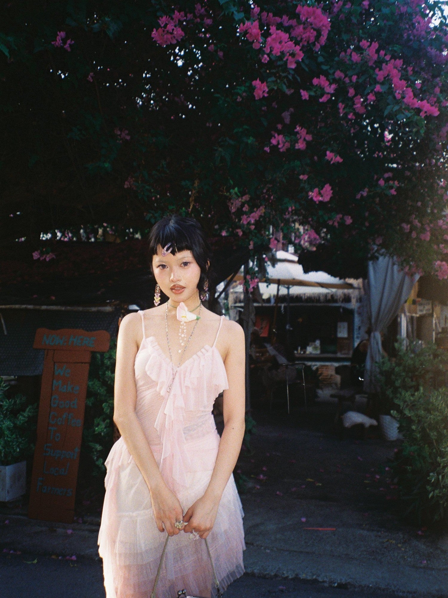 Chipchipshop Pink Purple Cloud Asymmetrical Tulle Ruffle Women&