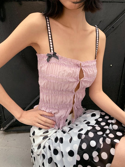Chipchipshop Pink Purple Playful Ruched Slim Women&