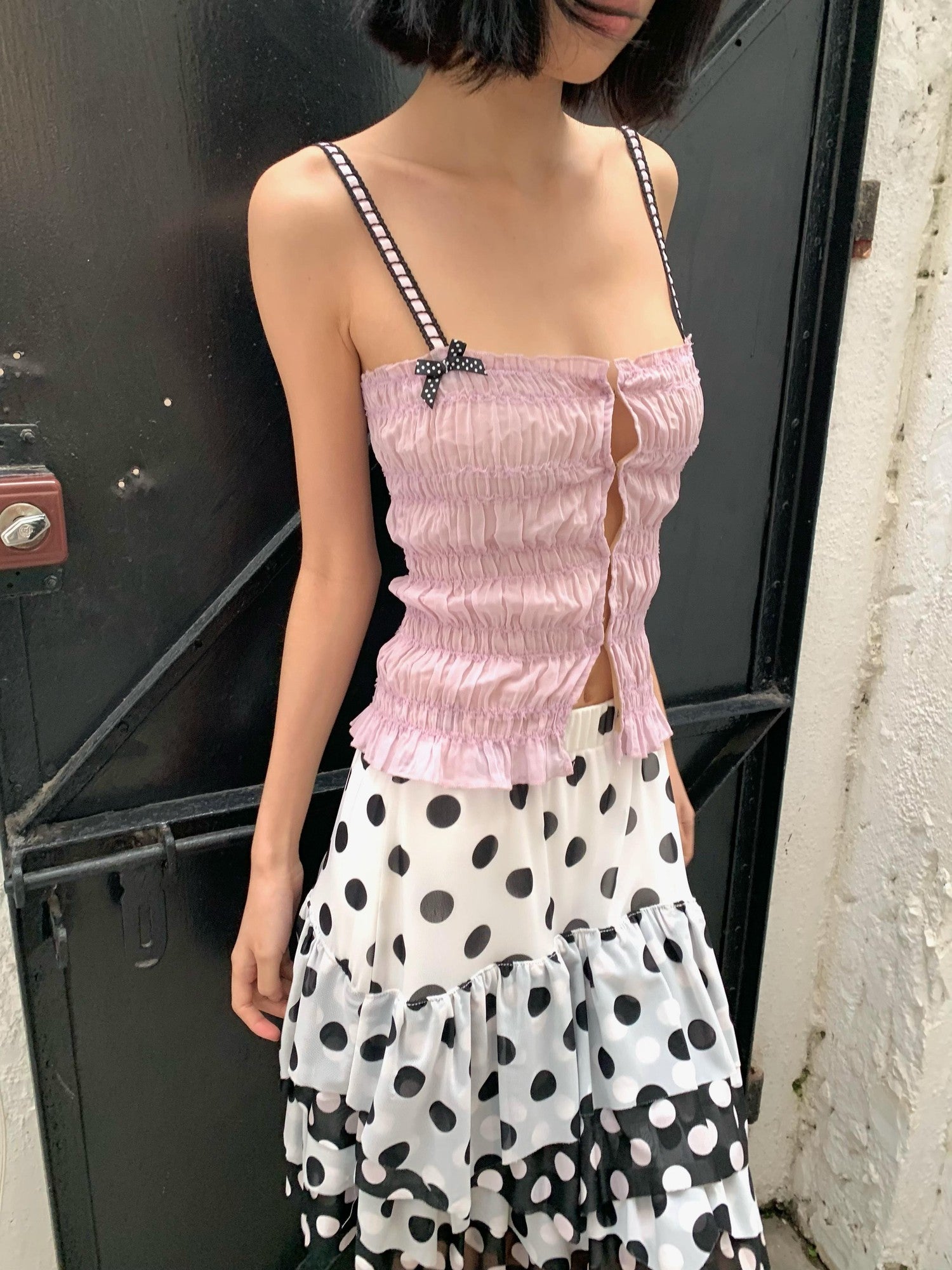 Chipchipshop Pink Purple Playful Ruched Slim Women&