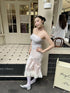 Chipchipshop Pink Ruched Lace Asymmetric Hem Women&
