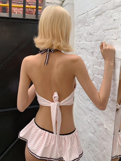 Chipchipshop Pink White Striped Two Piece Set Women&