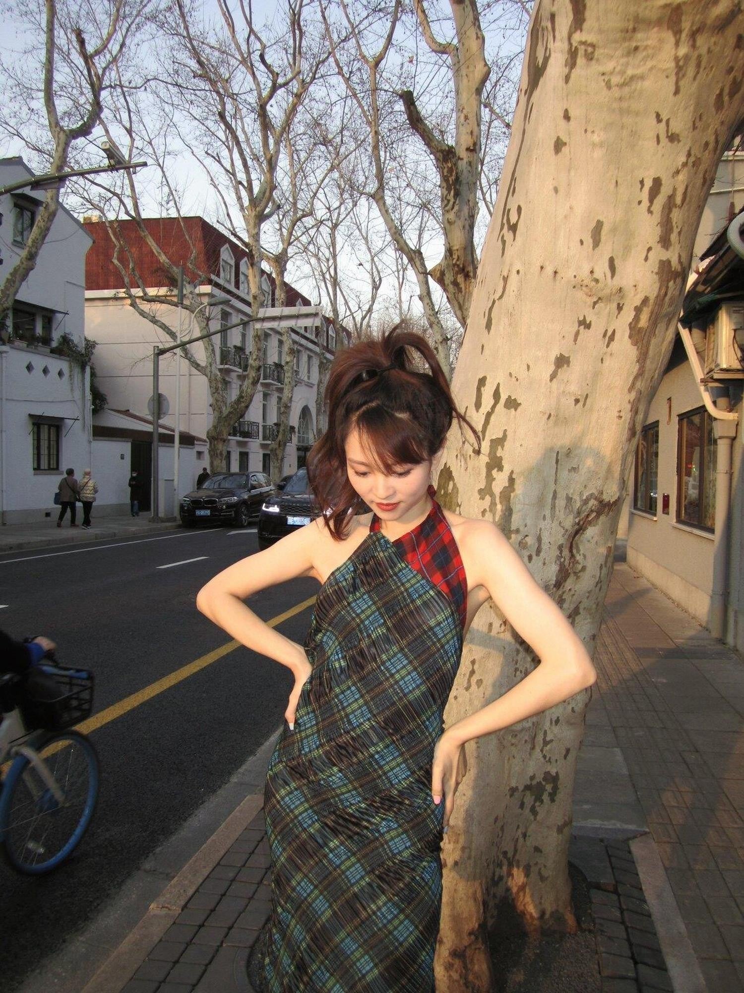 Chipchipshop Plaid Colorblock Asymmetrical Backless Women&