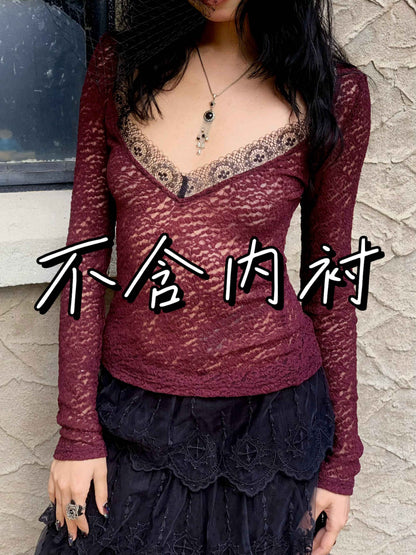 Chipchipshop_Russet_Lace_Slim_V-neck_Nude_Lined_Women&