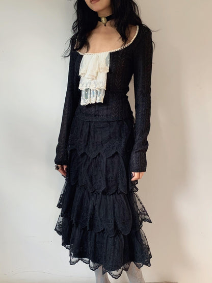Chipchipshop Vintage Court Collar Chunky Knit Women&