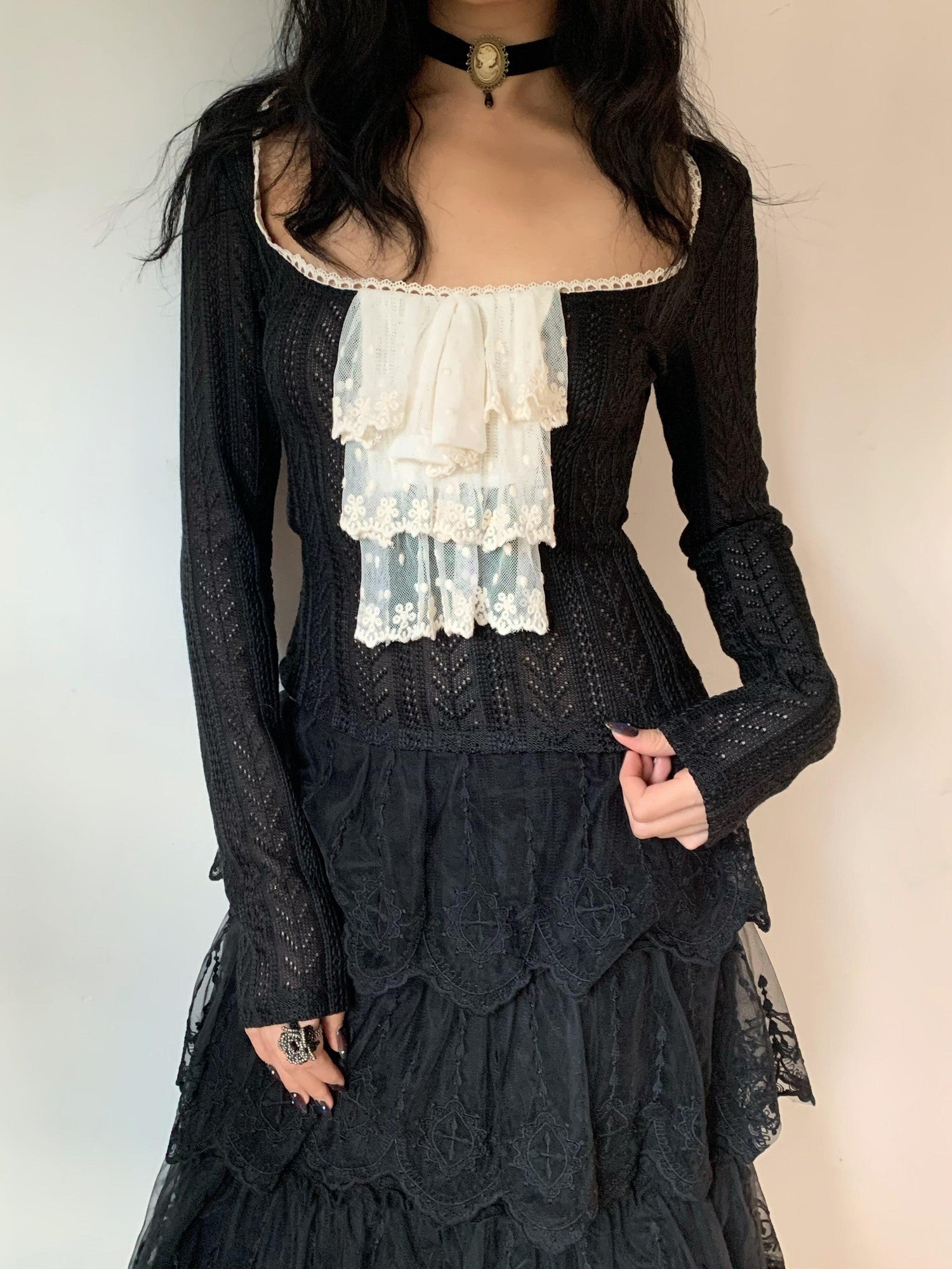 Chipchipshop Vintage Court Collar Chunky Knit Women&