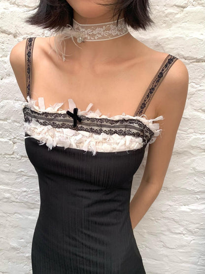 Chipchipshop Vintage Lace Satin Ribbon Feather Accent Lace Button Women&