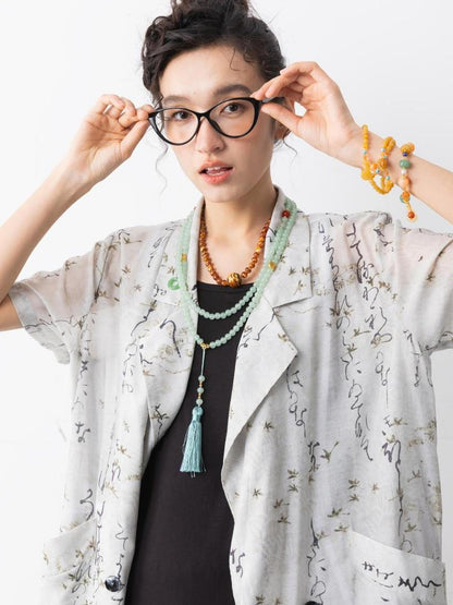 Sweet Mi Chirp Art Ink Sleeveless Suit Set Summer Urban Elegance