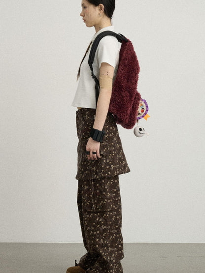Achihara Chocolate Floral Print Casual Pants