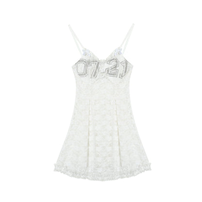 Achihara Breton Camellia Lace Slip Dress V Neck T Shirt Long Sleeve