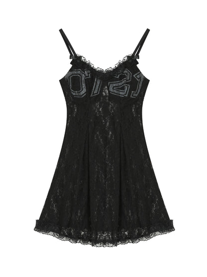 Breton Camellia Lace Slip Dress V Neck T Shirt Long Sleeve